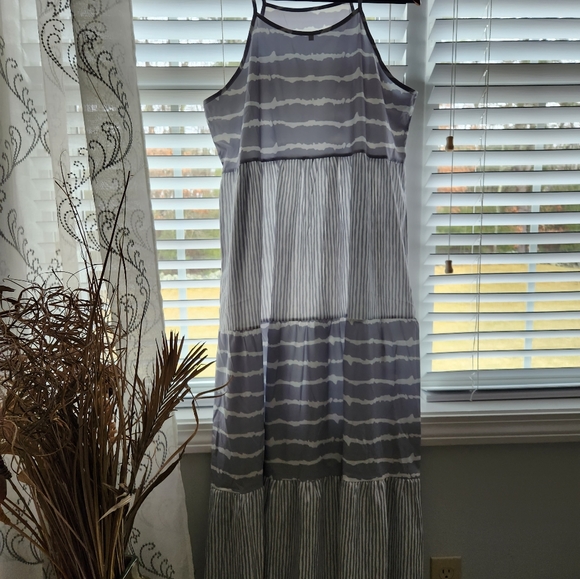 Grey Tie Dye Spaghetti Strap Summer Maxi Dress - Picture 6 of 13